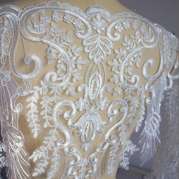 Bridal Alencon Lace Trim with Sequins: Off-White Wedding Dress Lace