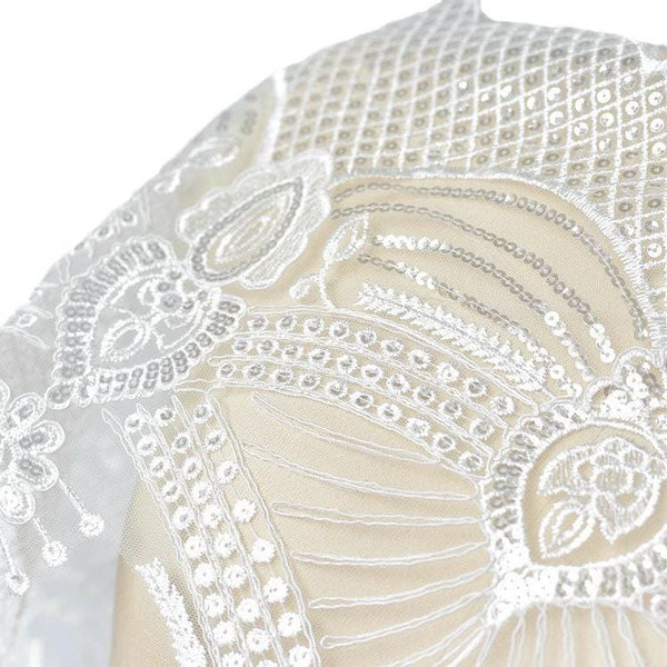 Sequin Bridal Lace Trim: White Wedding Dress Fabric