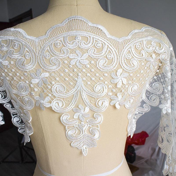 Sequin Bridal Lace Trim: White Wedding Dress Fabric, 11 7/8" Wide