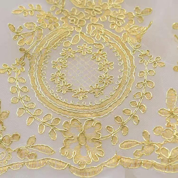 Sequin Bridal Lace Trim: White Wedding Dress Fabric, 11-Inch