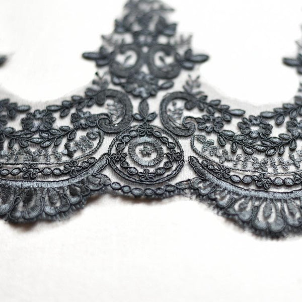 Sequin Alencon Lace Trim: White Bridal Dress Embellishment