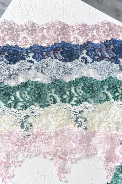 White Alencon Lace Trim: Elegant Bridal Wedding Dress Fabric