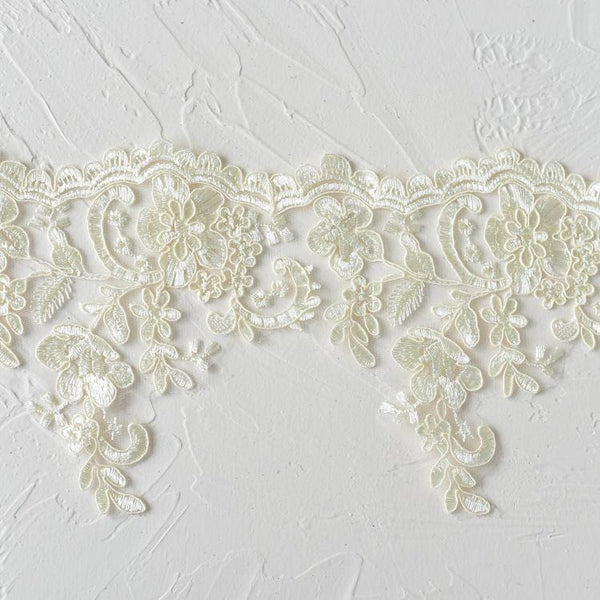 White Alencon Lace Trim: Elegant Bridal Wedding Dress Fabric