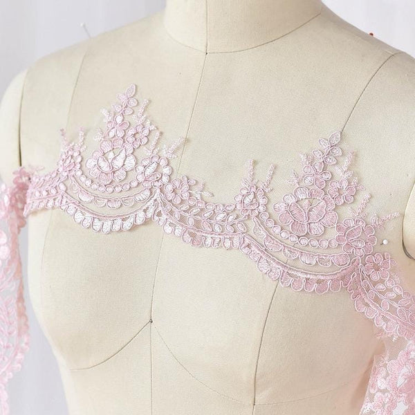 Alencon Lace Trim: Elegant Floral Bridal Wedding Dress Embellishment