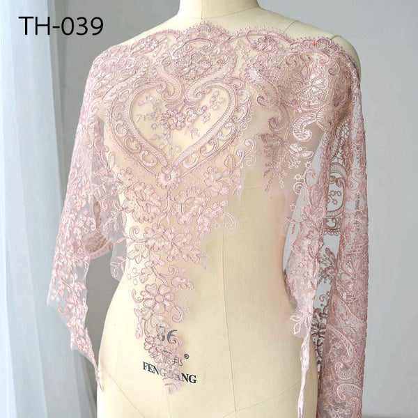 White Bridal Lace Trim with Sequins: Alencon Wedding Dress Fabric