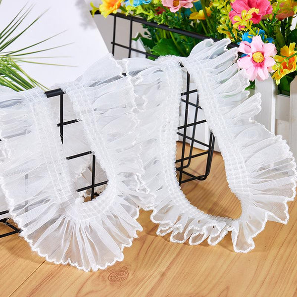 White Ruffle Tutu Trim: 1-Inch Wide, Non-Elastic DIY Sewing