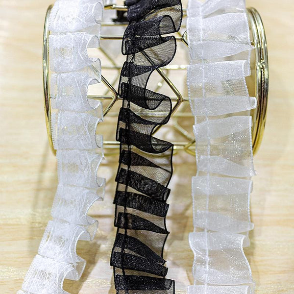 White Ruffle Tutu Trim: 1-Inch Wide, Non-Elastic DIY Sewing