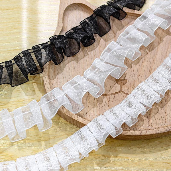 White Ruffle Tutu Trim: 1-Inch Wide, Non-Elastic DIY Sewing