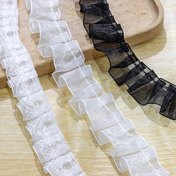 White Ruffle Tutu Trim: 1-Inch Wide, Non-Elastic DIY Sewing