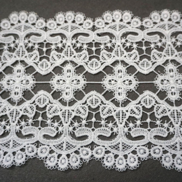 Off White Venice Lace Trim: Victorian Scalloped Guipure Lace, 6.5" Wide (Priced by the Yard)