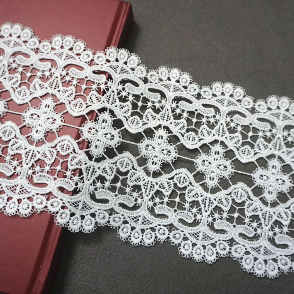 Off White Venice Lace Trim: Victorian Scalloped Guipure Lace, 6.5" Wide (Priced by the Yard)