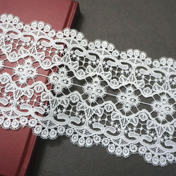 Off White Venice Lace Trim: Victorian Scalloped Guipure Lace, 6.5" Wide (Priced by the Yard)
