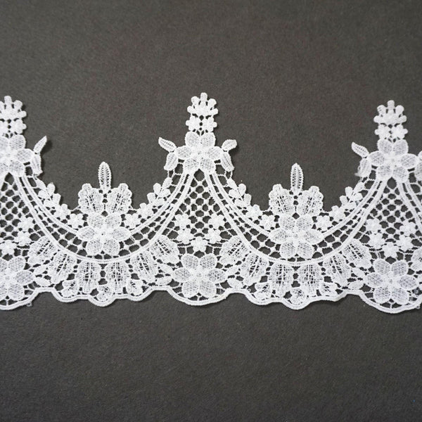 Off White Venice Lace Trim: Victorian Scalloped Guipure Lace, 7-inch, Priced by the Yard