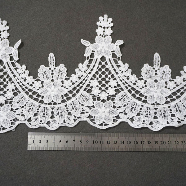 Off White Venice Lace Trim: Victorian Scalloped Guipure Lace, 7-inch, Priced by the Yard