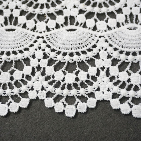 Off White Venice Lace Trim: Floral Scalloped Guipure Lace, 4 1/2 inches wide priced by the yard
