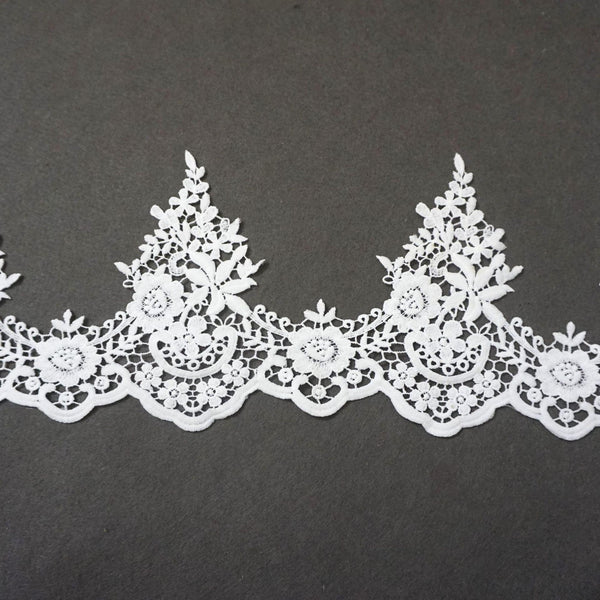 Venice Lace Trim White Wide Vintage Floral Pattern Sewing & DIY Craft Ribbon for Dressmaking