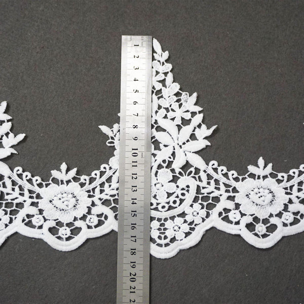 Venice Lace Trim White Wide Vintage Floral Pattern Sewing & DIY Craft Ribbon for Dressmaking