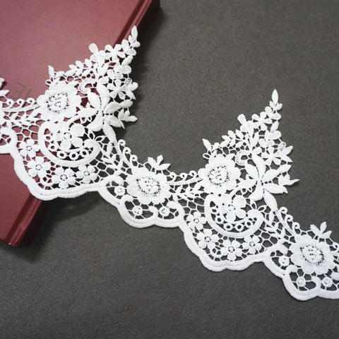 Venice Lace Trim White Wide Vintage Floral Pattern Sewing & DIY Craft Ribbon for Dressmaking