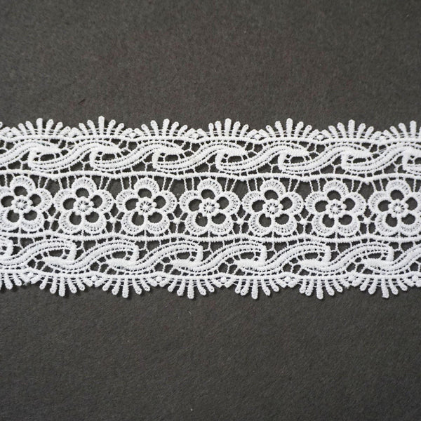 Off White Venice Lace Trim: 3.5" Vintage Flower Sewing Embellishment