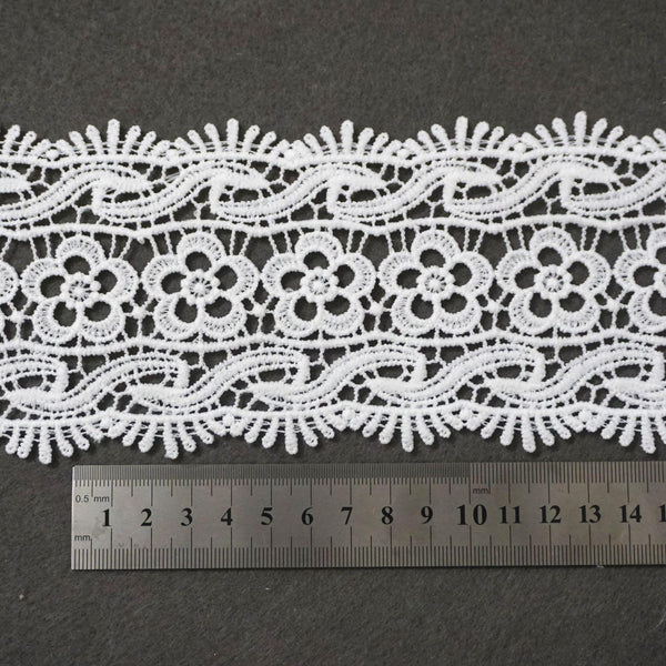 Off White Venice Lace Trim: 3.5" Vintage Flower Sewing Embellishment