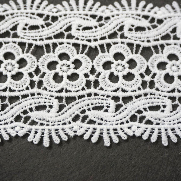 Off White Venice Lace Trim: 3.5" Vintage Flower Sewing Embellishment