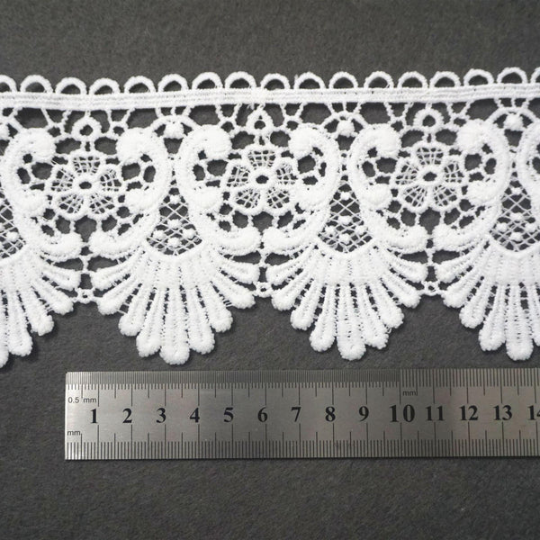 Off White Venice Lace Trim: Scalloped Bridal Guipure Lace