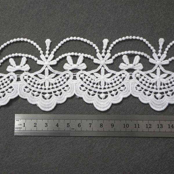Off White Venice Lace Trim: Scalloped Oval Guipure Lace - 2 3/4" Wide