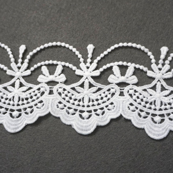 Off White Venice Lace Trim: Scalloped Oval Guipure Lace - 2 3/4" Wide
