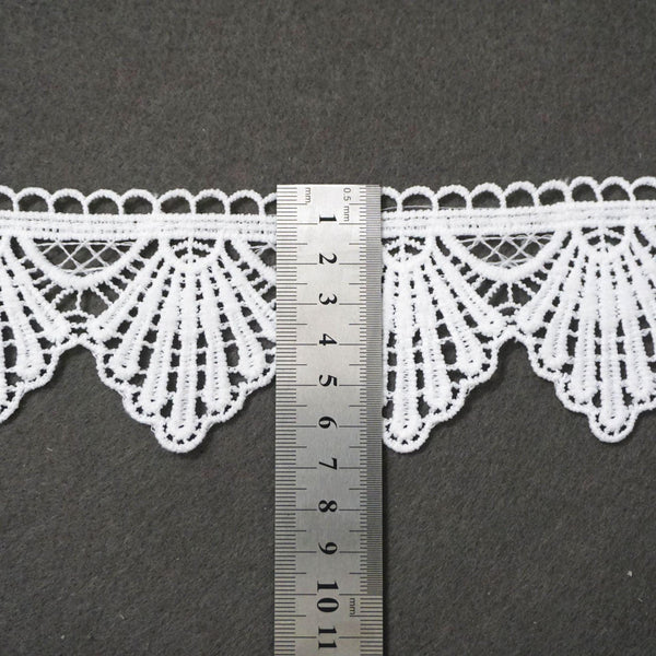 Off White Venice Scalloped Lace Trim - 2.5 Inch Bridal Guipure Lace