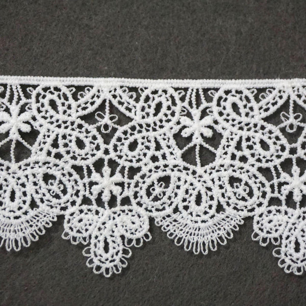 Off White Floral Venice Lace Trim: 2 1/8" Scalloped Guipure Lace - By The Yard