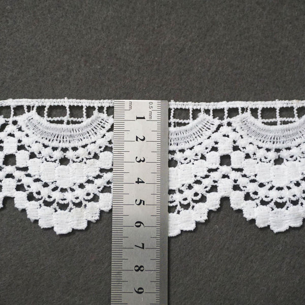 Off White Venice Lace Trim: Scalloped Bridal Guipure Lace - 2.5" Wide