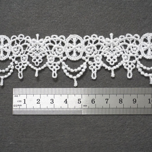 Off White Venice Lace Trim: Scalloped Oval Guipure Bridal Lace