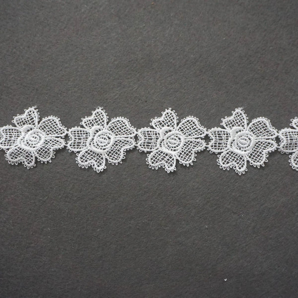 White Venice Lace Trim: Floral Butterfly Ribbon, Sewing & Craft Decor, 1 3/4 inches wide priced by the yard