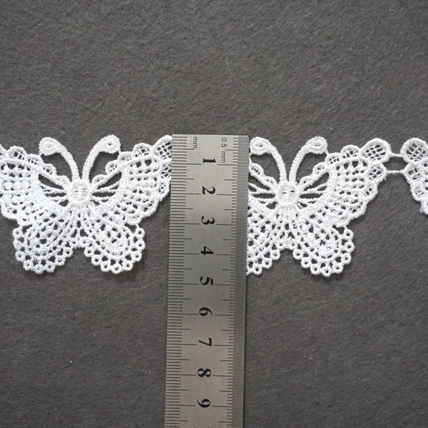 White Venice Lace Trim: Floral Butterfly Ribbon, Sewing & Craft Decor, 1 3/4 inches wide priced by the yard