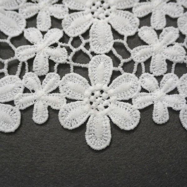 Off White Floral Venice Lace Trim: Scalloped Guipure Lace - 4 3/8 inches wide priced by the yard