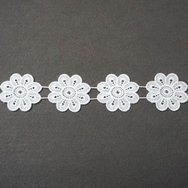 Off White Venice Lace Trim: Floral Guipure Scalloped Edge