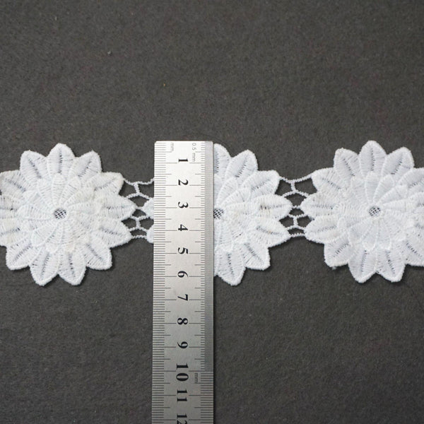 Off White Venice Lace Trim: Floral Guipure Scalloped Edge