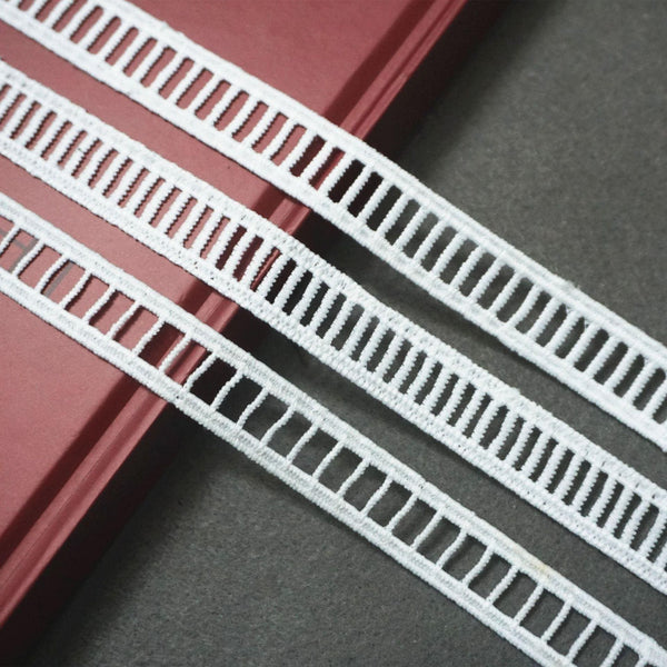 Ladder Lace Trim: Off-White Rectangle Pattern, Sewing & Crafting - 3/4 Inch