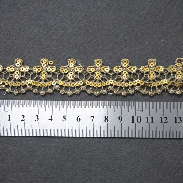 Gold Venice Lace Trim with Sequins - Scalloped Edge, Priced by the Yard