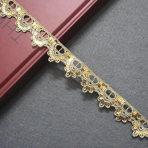 Gold Venice Lace Trim: Scalloped Sequins, 1-Inch Wide