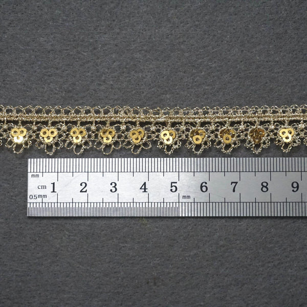 Gold Venice Lace Trim: Scalloped Sequins, 5/8 Inch, Priced by the Yard