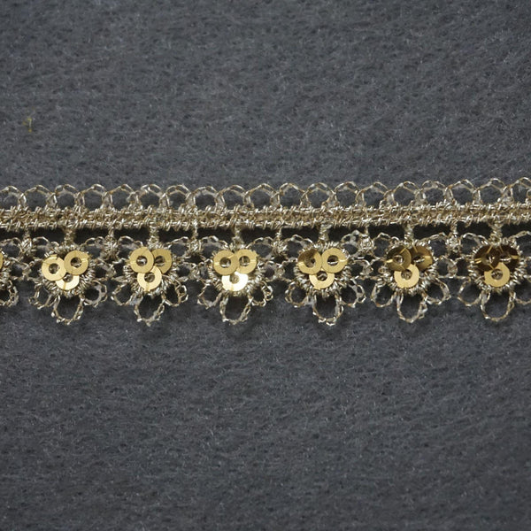 Gold Venice Lace Trim: Scalloped Sequins, 5/8 Inch, Priced by the Yard