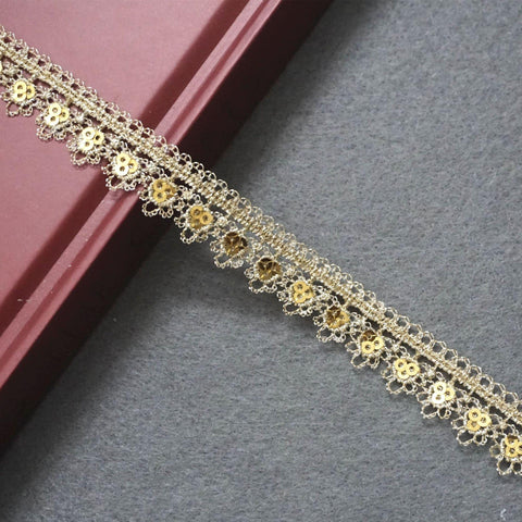 Gold Venice Lace Trim: Scalloped Sequins, 5/8 Inch, Priced by the Yard