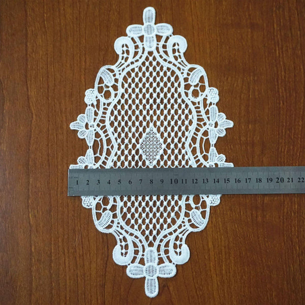 Off White Venice Lace Applique: Floral Guipure Lace (11 1/8 x 6 1/4 inches)