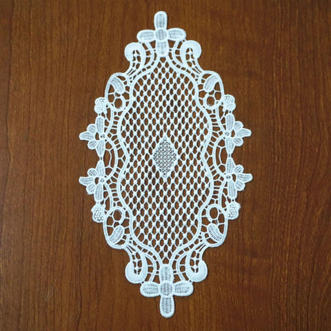 Off White Venice Lace Applique: Floral Guipure Lace (11 1/8 x 6 1/4 inches)