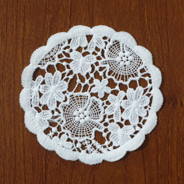 Off White Venice Lace Floral Applique - 4 inch Guipure Lace