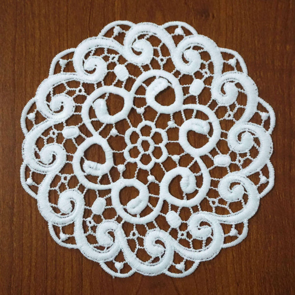 Off White Venice Lace Floral Applique - 7.5 inch Guipure Lace