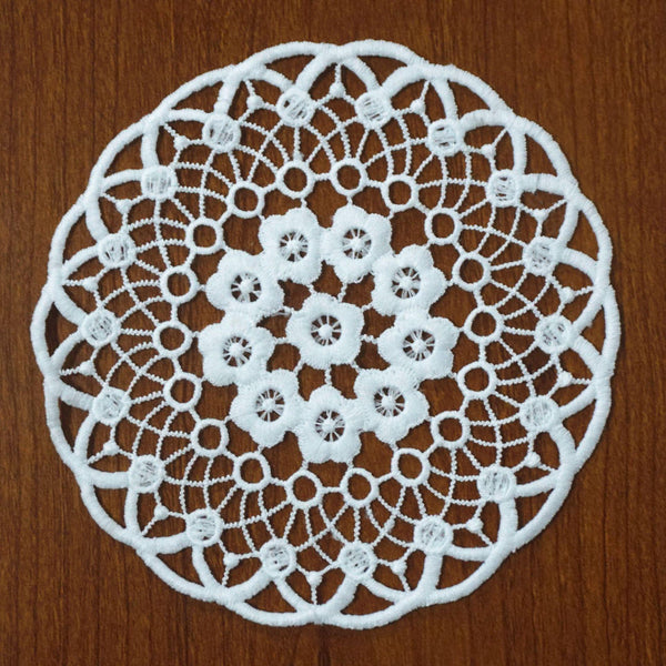 Off White Venice Lace Floral Applique - 6 Inch Guipure Lace