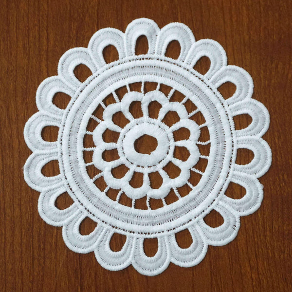 Off White Venice Lace Floral Applique - 6 Inch Guipure Lace