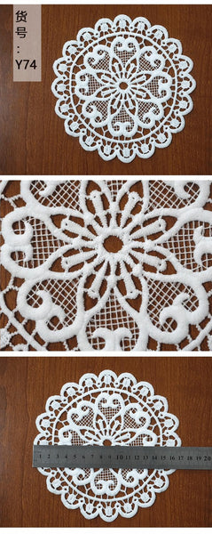 Floral Venice Lace Applique: Off-White Guipure Lace